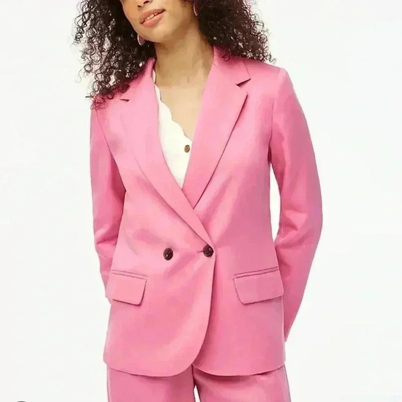 J.CREW Women’s Drapey Twill Blazer Suit Jacket  Pink Double Breasted 6 NEW 516 - Picture 1 of 4